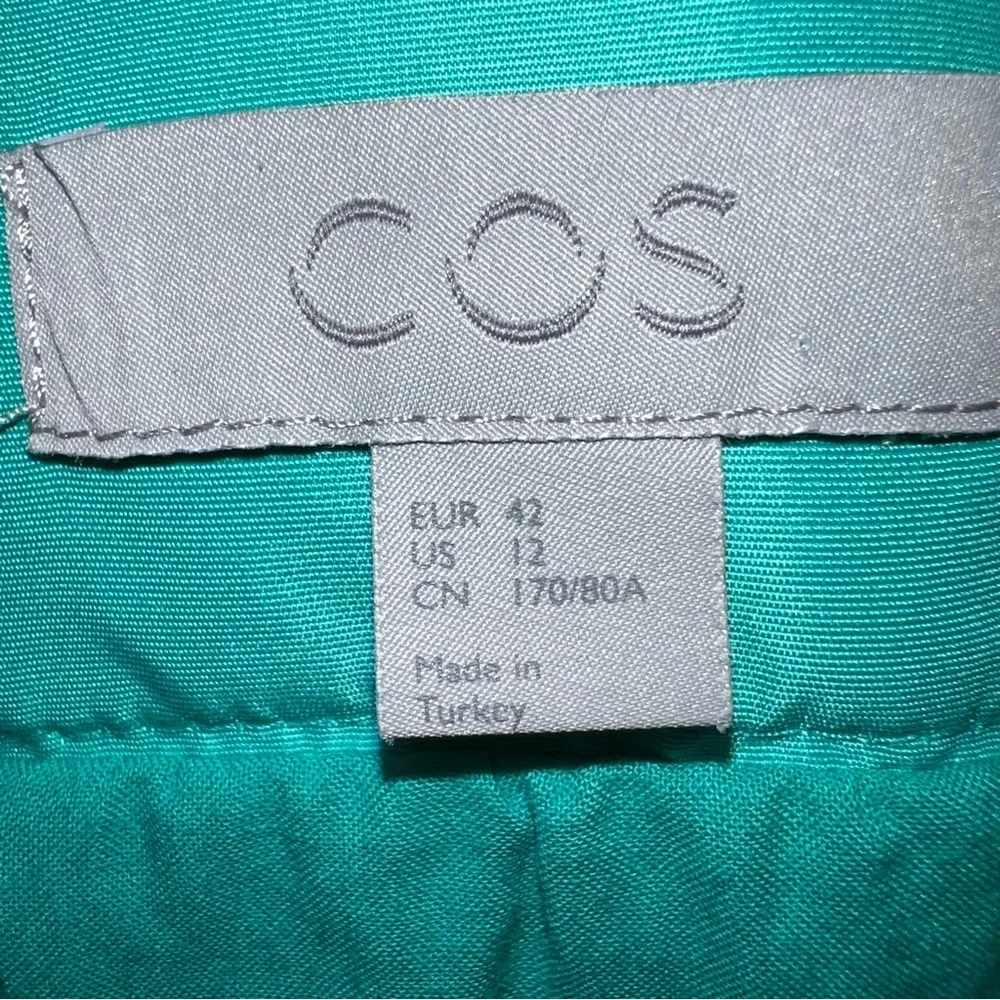 COS Teal Green A-Line Midi Skirt Women’s Size US 12 Structured Minimalist
